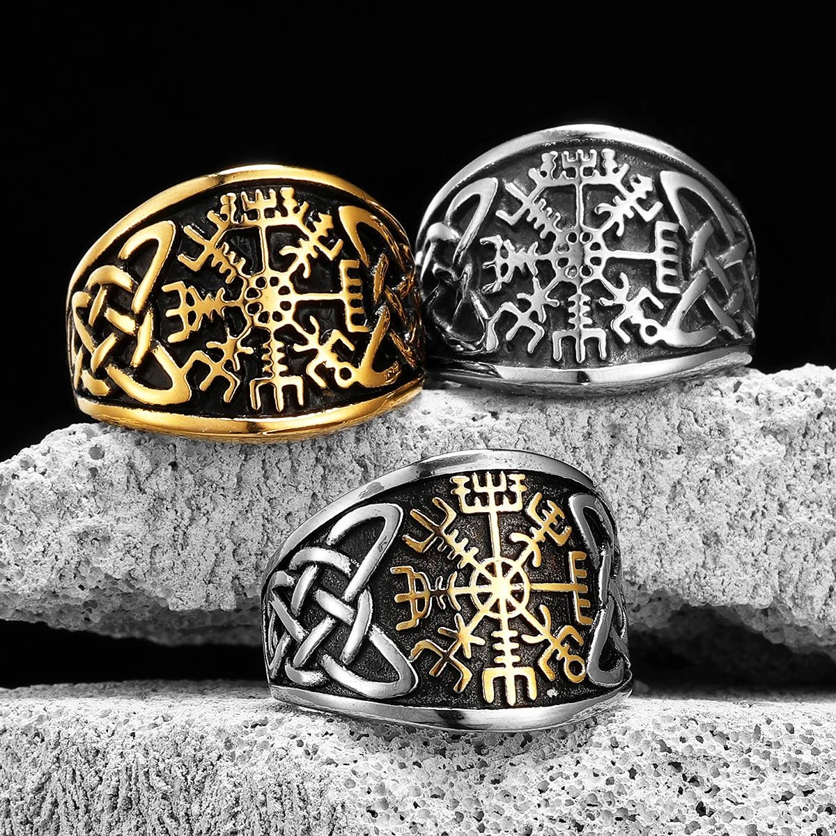 Aegir’s Compass Rune Ring – 316L Stainless Steel Gothic Jewelry by Chrome Cult