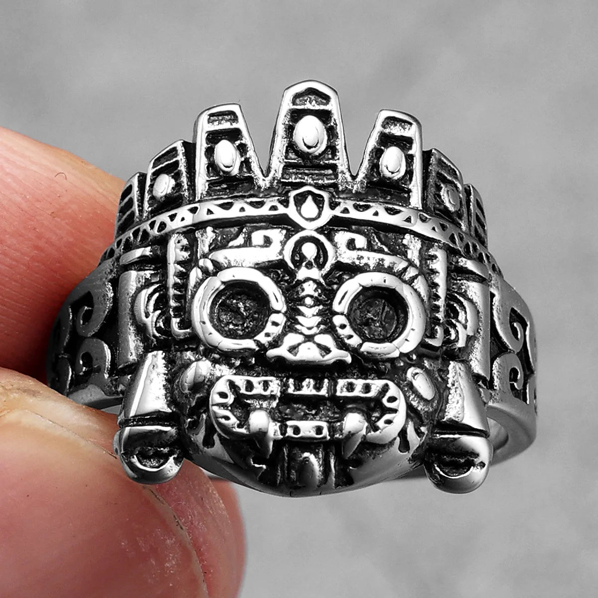 Ancient Totem Ring – 316L Stainless Steel Gothic Jewelry by Chrome Cult