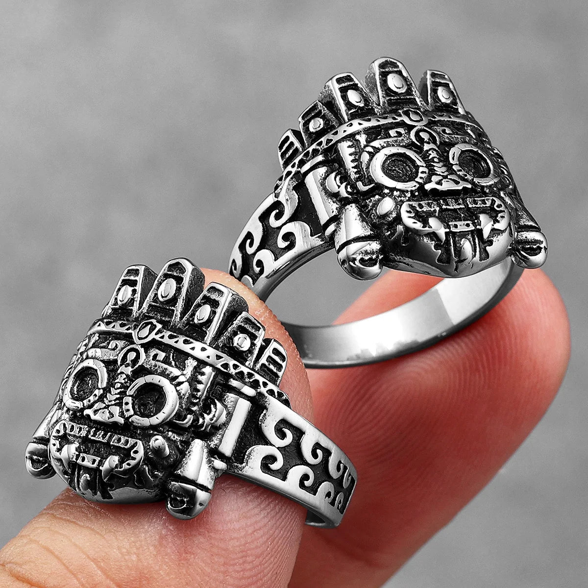Ancient Totem Ring – 316L Stainless Steel Gothic Jewelry by Chrome Cult