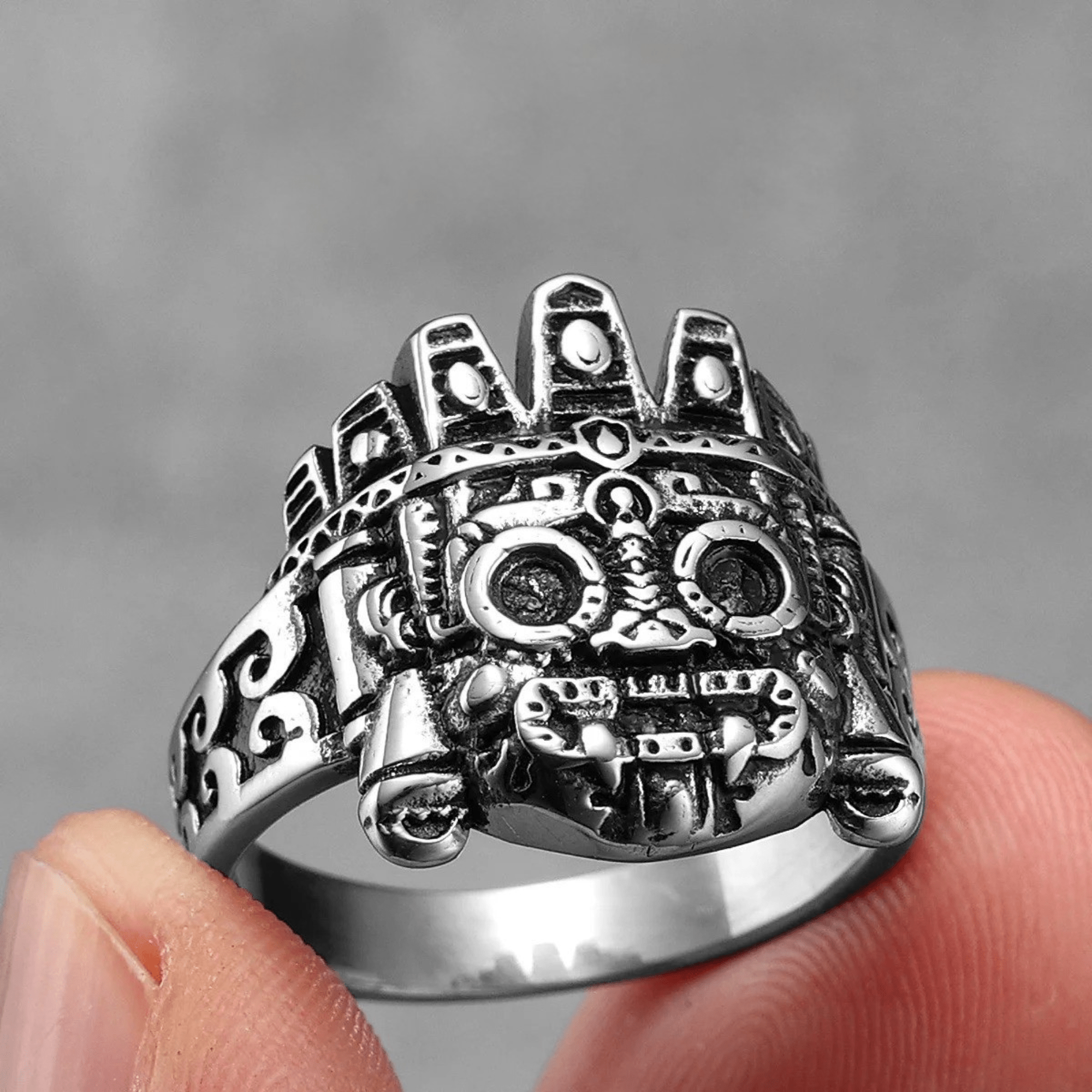 Ancient Totem Ring – 316L Stainless Steel Gothic Jewelry by Chrome Cult