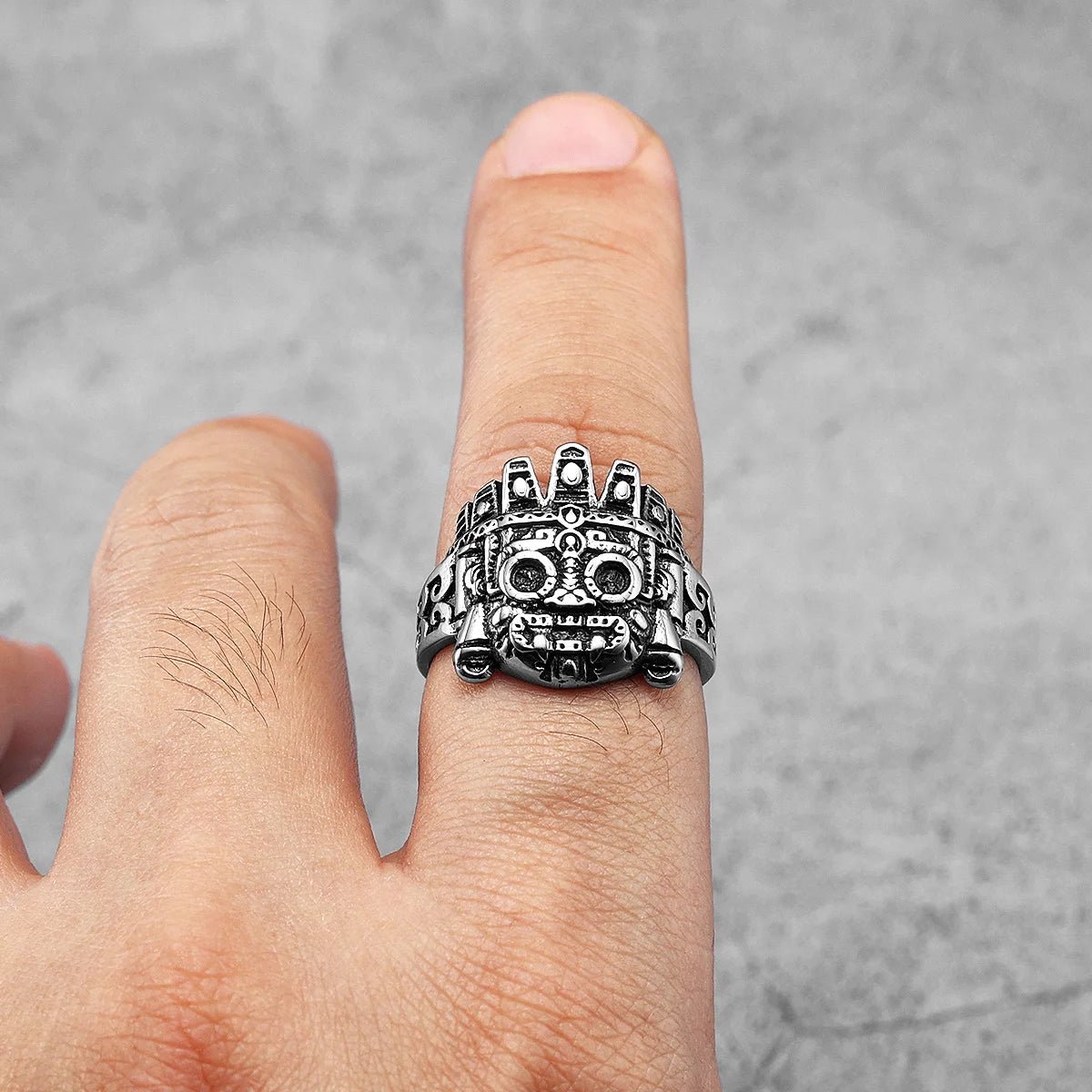 Ancient Totem Ring – 316L Stainless Steel Gothic Jewelry by Chrome Cult