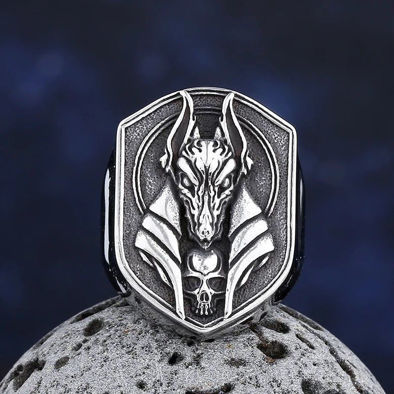 Anubis Gatekeeper Ring – 316L Stainless Steel Gothic Jewelry by Chrome Cult