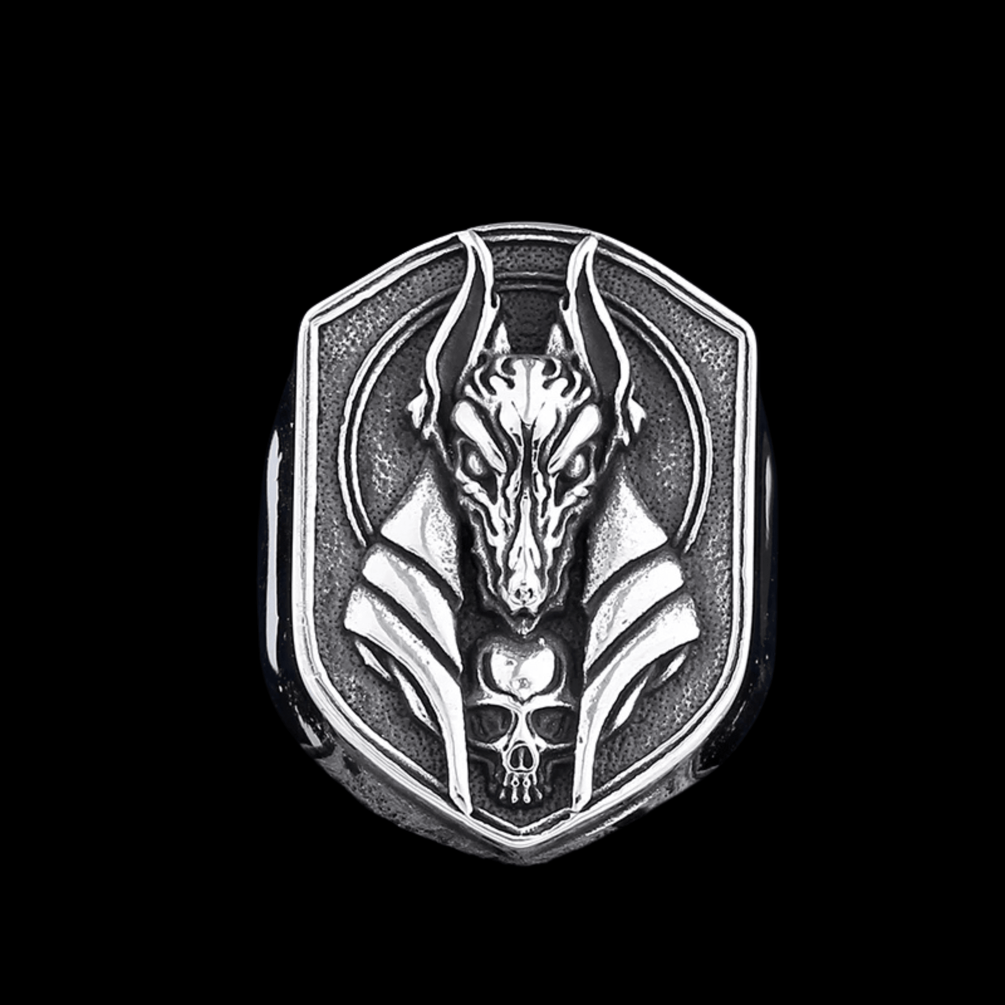 Anubis Gatekeeper Ring – 316L Stainless Steel Gothic Jewelry by Chrome Cult