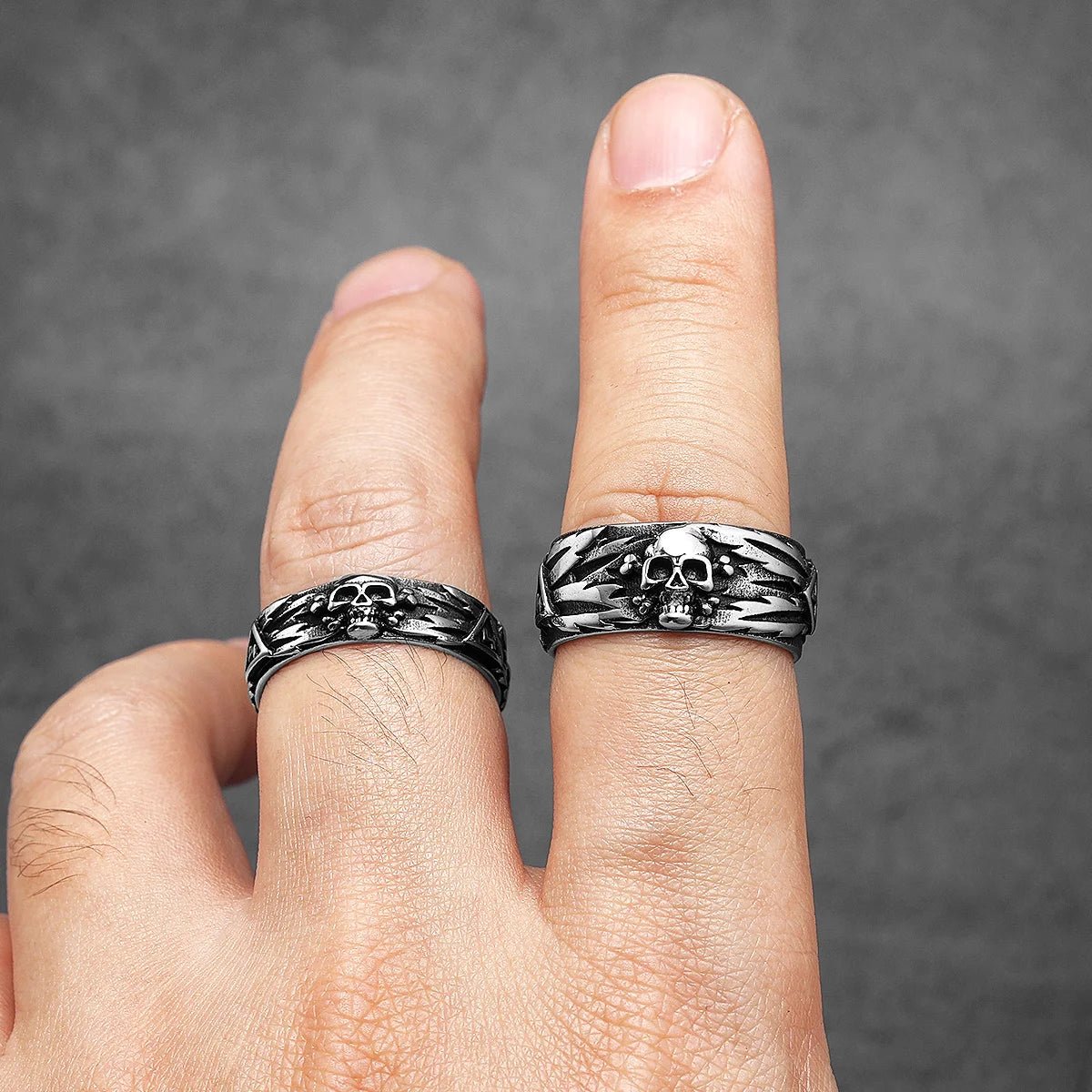 Ashbound Skull Band Ring – 316L Stainless Steel Gothic Jewelry by Chrome Cult
