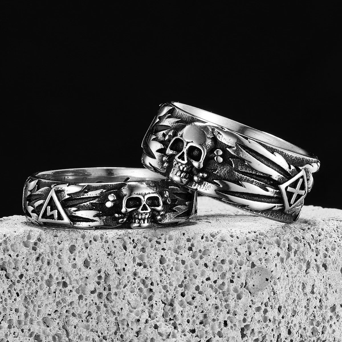 Ashbound Skull Band Ring – 316L Stainless Steel Gothic Jewelry by Chrome Cult