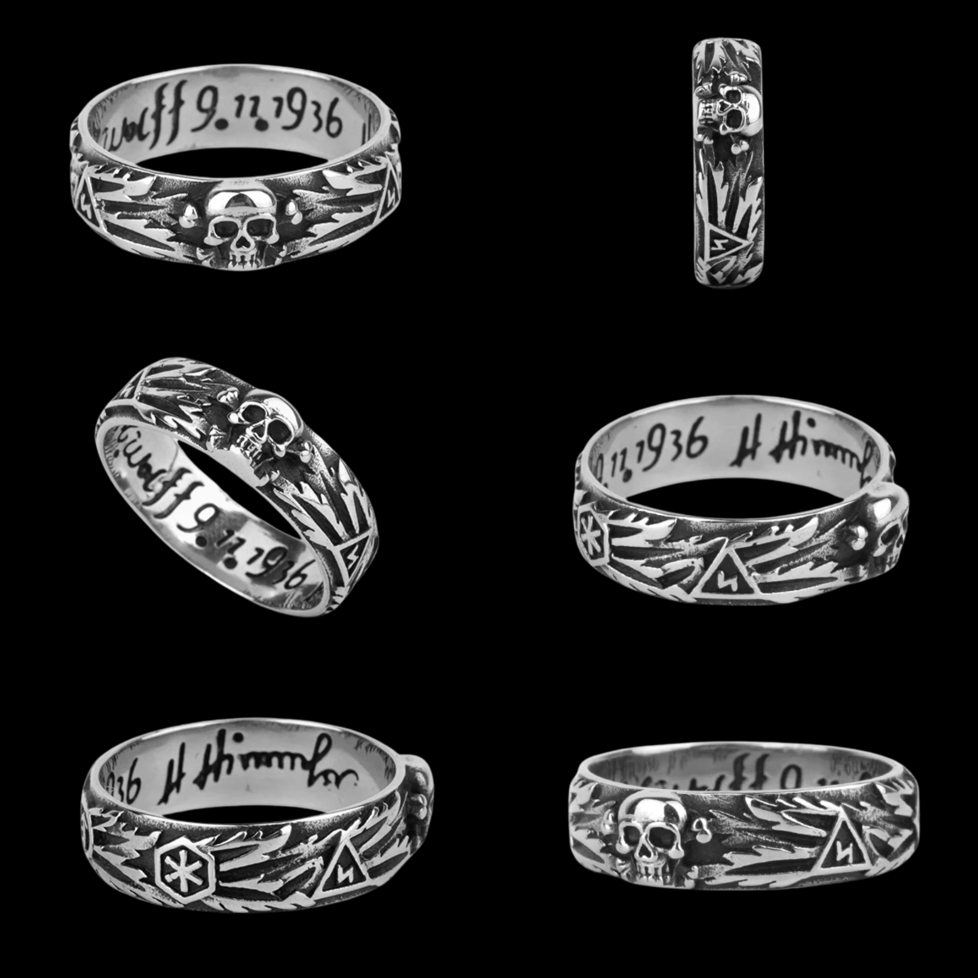 Ashbound Skull Band Ring – 316L Stainless Steel Gothic Jewelry by Chrome Cult