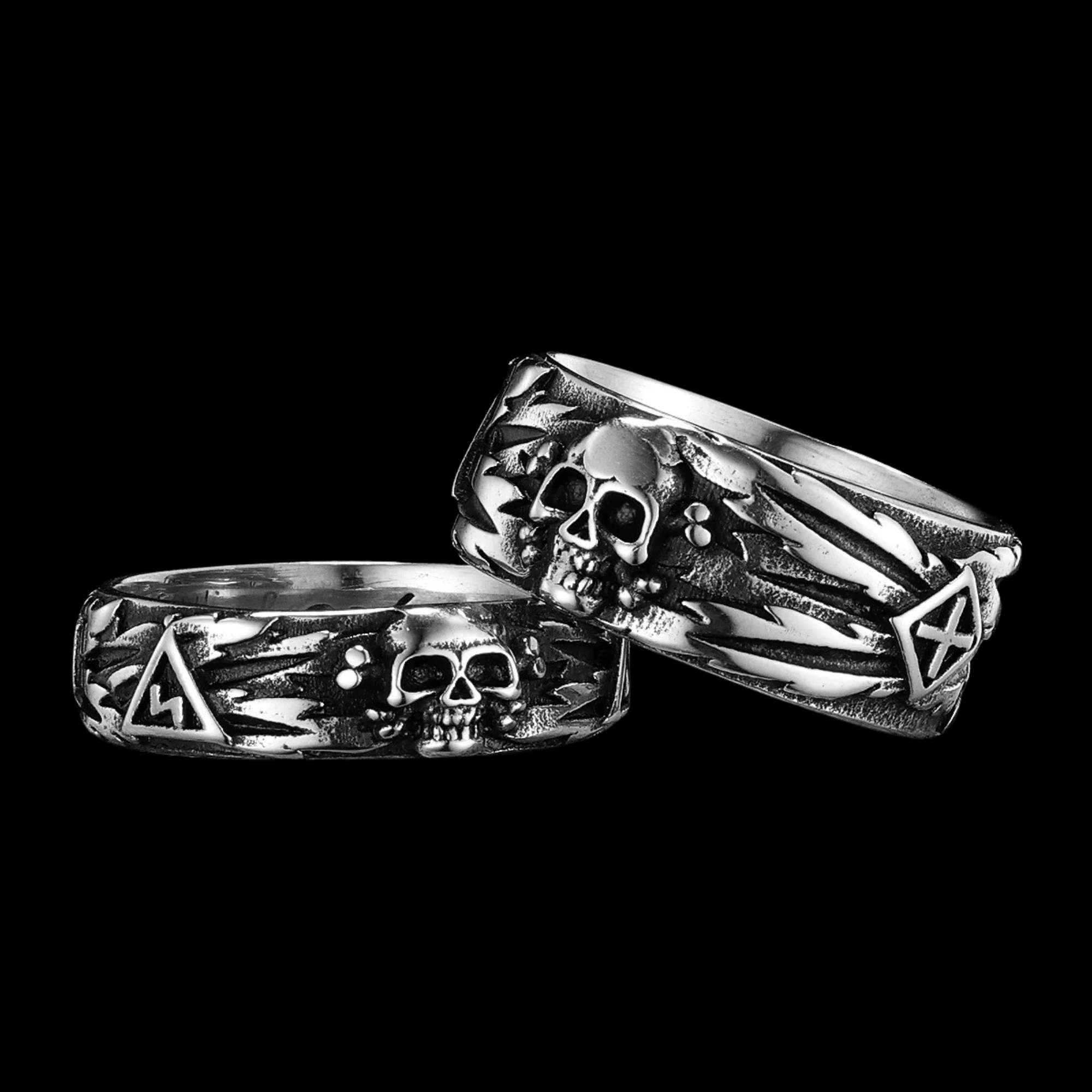 Ashbound Skull Band Ring – 316L Stainless Steel Gothic Jewelry by Chrome Cult