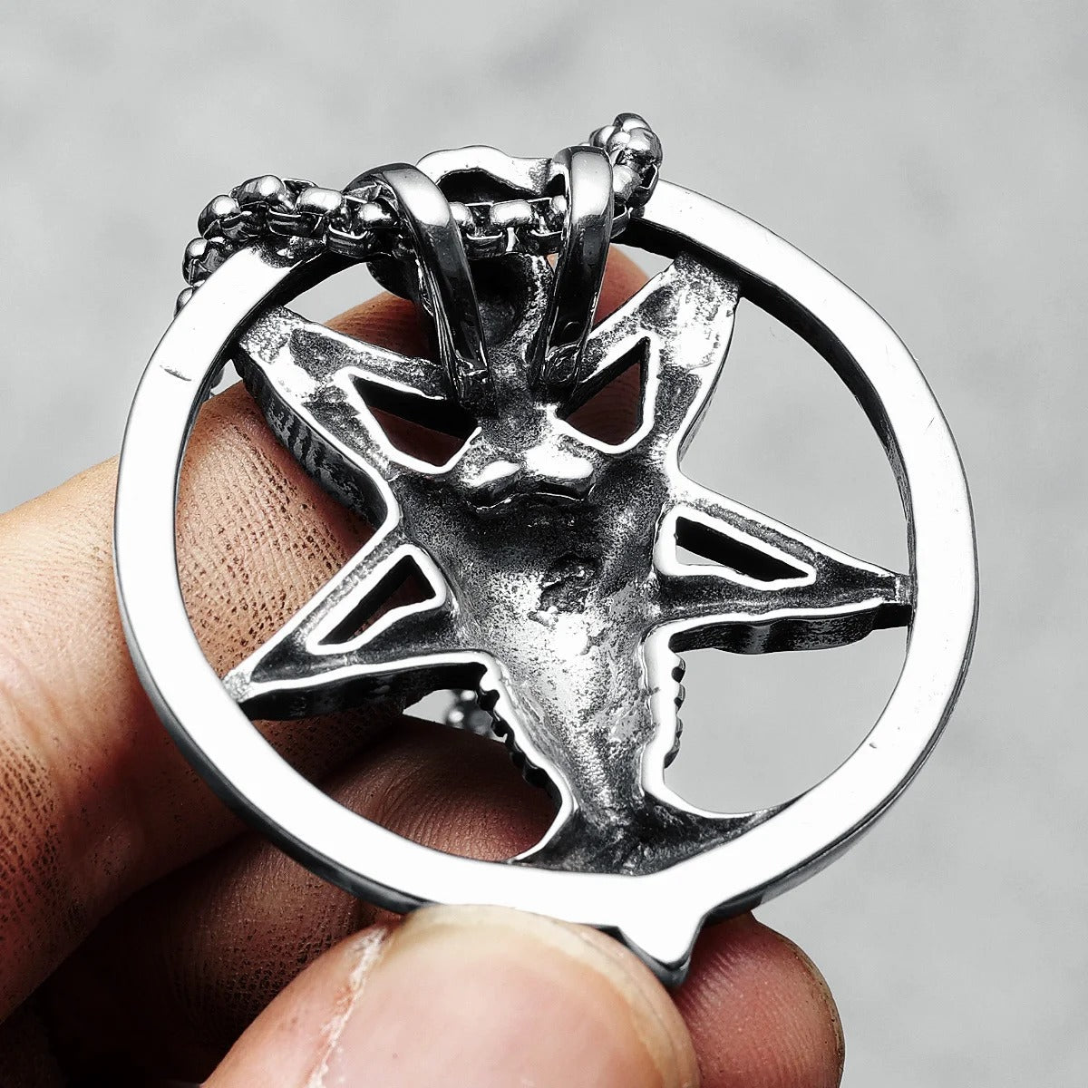 Baphomet Satan Pendant – Stainless Steel Gothic Punk Biker Alternative Jewelry by Chrome Cult