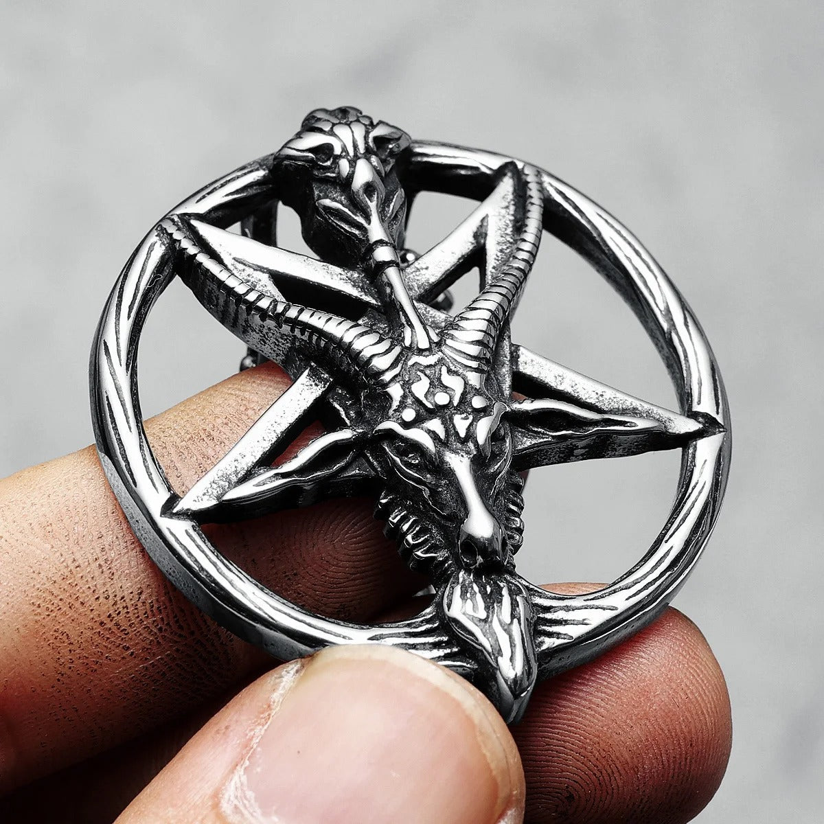 Baphomet Satan Pendant – Stainless Steel Gothic Punk Biker Alternative Jewelry by Chrome Cult