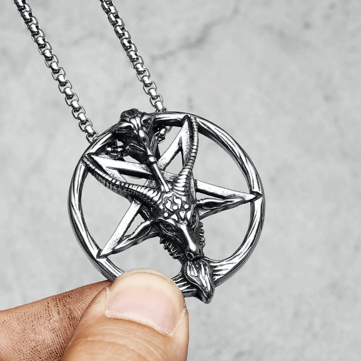 Baphomet Satan Pendant – Stainless Steel Gothic Punk Biker Alternative Jewelry by Chrome Cult