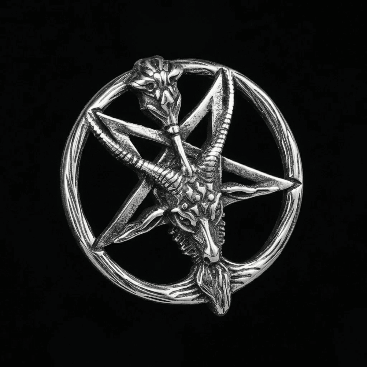 Baphomet Satan Pendant – Stainless Steel Gothic Punk Biker Alternative Jewelry by Chrome Cult