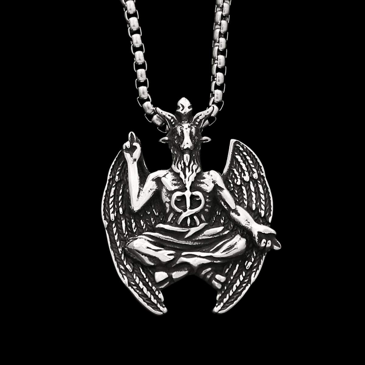 Baphomet Sigil of Lucifer Pendant – Stainless Steel Gothic Punk Biker Alternative Jewelry by Chrome Cult