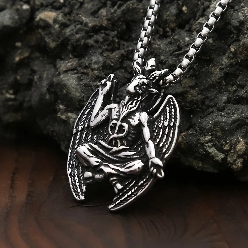 Baphomet Sigil of Lucifer Pendant – Stainless Steel Gothic Punk Biker Alternative Jewelry by Chrome Cult
