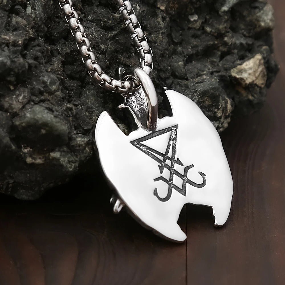 Baphomet Sigil of Lucifer Pendant – Stainless Steel Gothic Punk Biker Alternative Jewelry by Chrome Cult