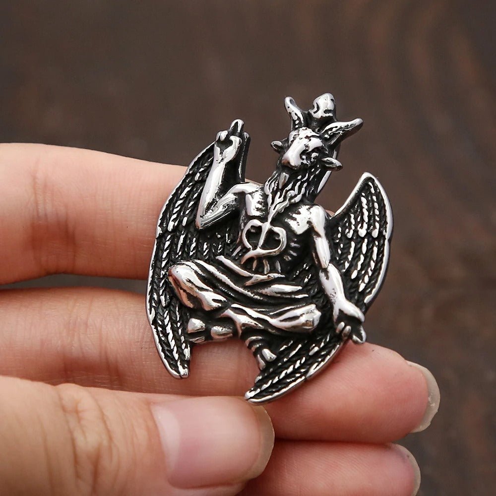 Baphomet Sigil of Lucifer Pendant – Stainless Steel Gothic Punk Biker Alternative Jewelry by Chrome Cult