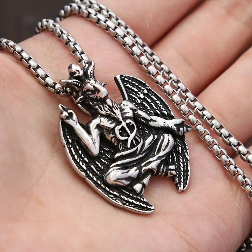 Baphomet Sigil of Lucifer Pendant – Stainless Steel Gothic Punk Biker Alternative Jewelry by Chrome Cult