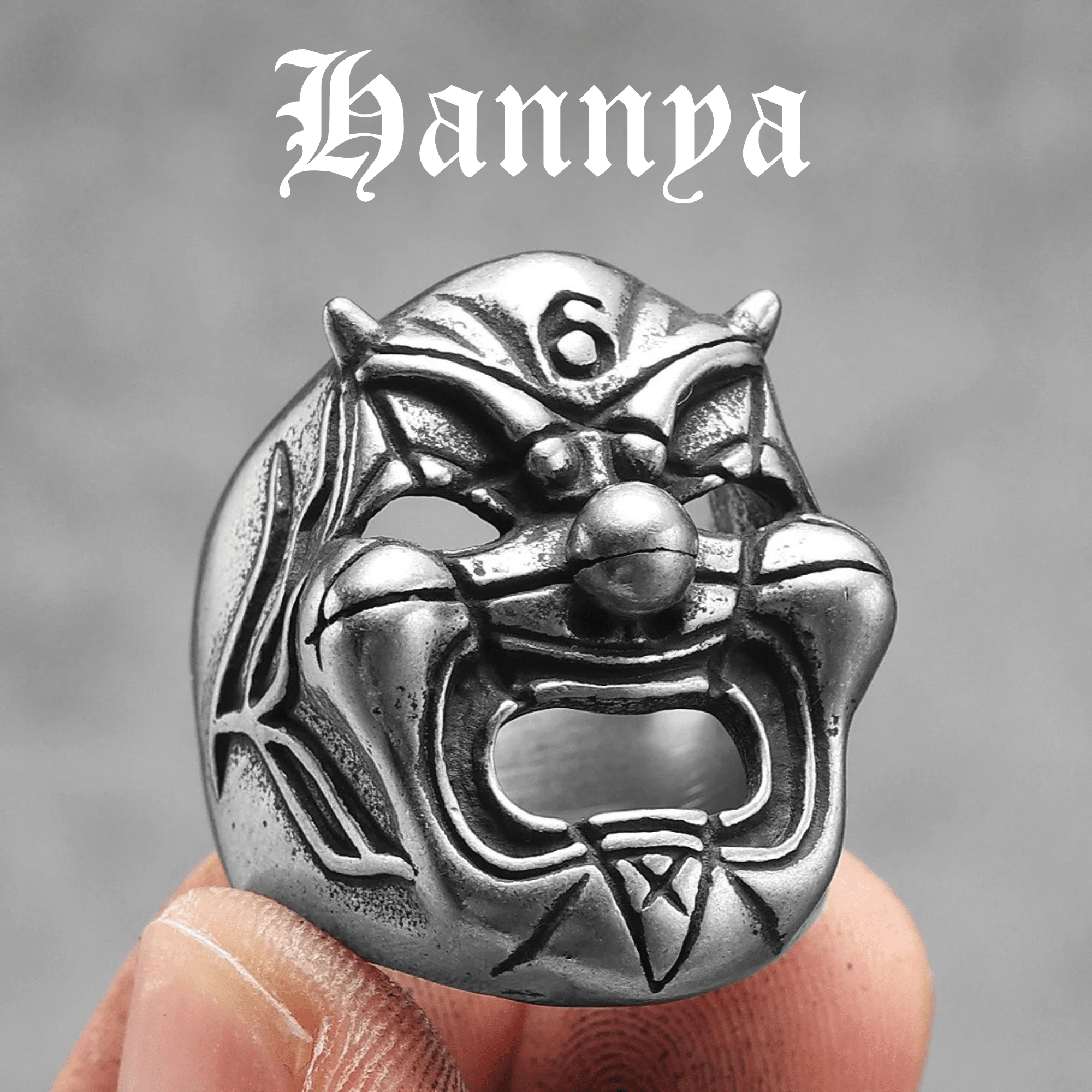Black Rite Mask Ring – 316L Stainless Steel Gothic Jewelry by Chrome Cult