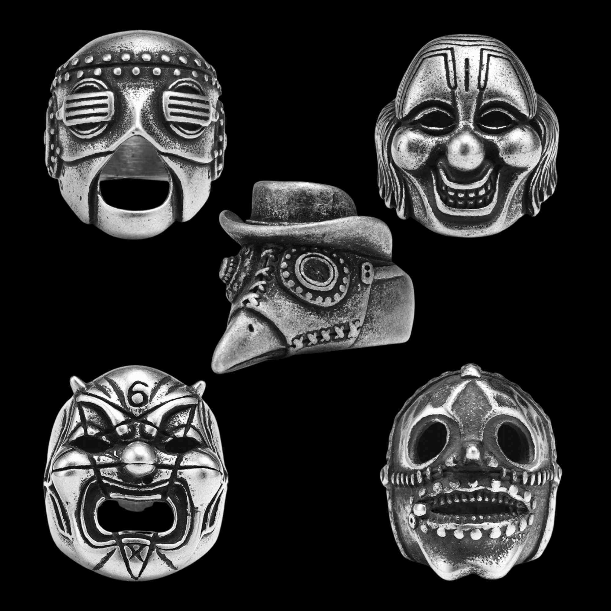 Black Rite Mask Ring – 316L Stainless Steel Gothic Jewelry by Chrome Cult