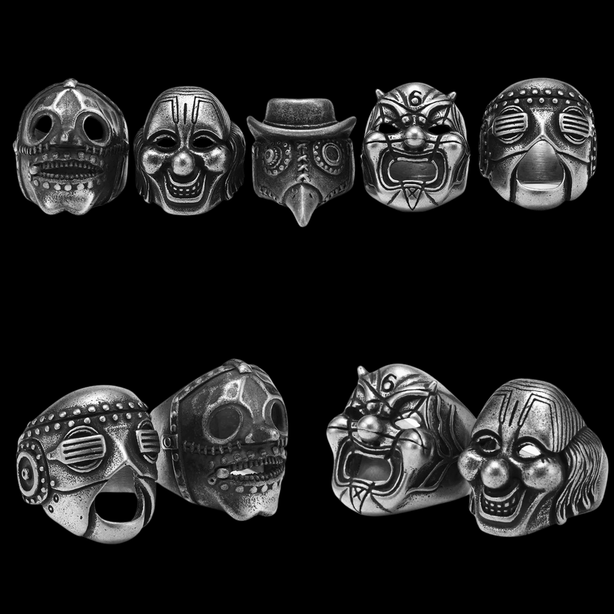 Black Rite Mask Ring – 316L Stainless Steel Gothic Jewelry by Chrome Cult