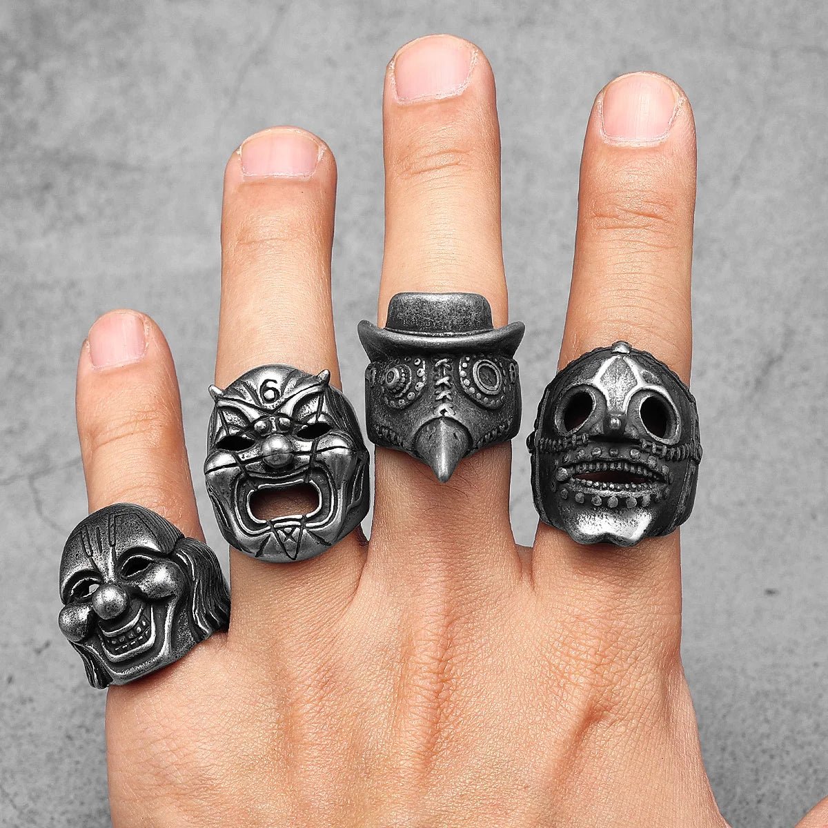 Black Rite Mask Ring – 316L Stainless Steel Gothic Jewelry by Chrome Cult