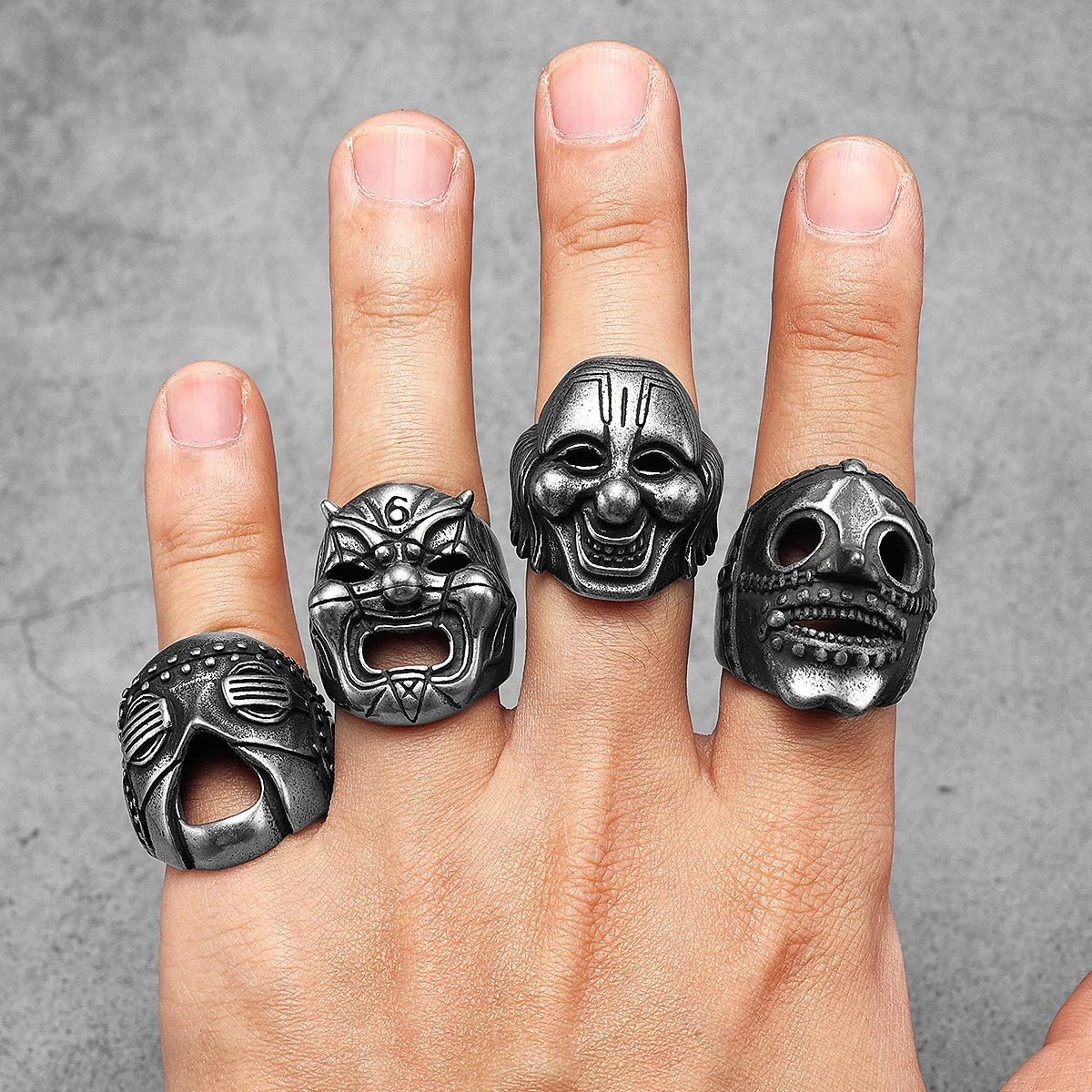 Black Rite Mask Ring – 316L Stainless Steel Gothic Jewelry by Chrome Cult