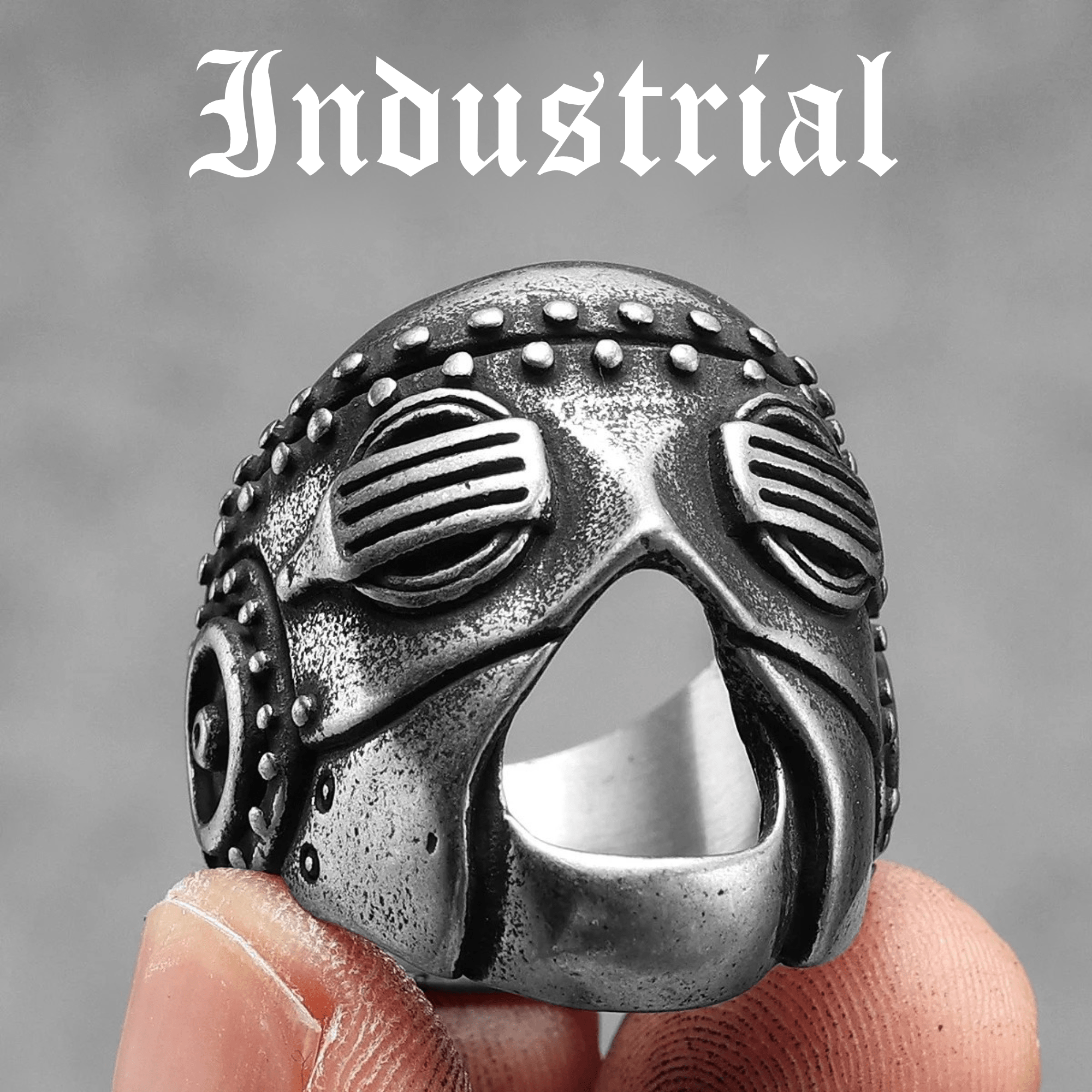 Black Rite Mask Ring – 316L Stainless Steel Gothic Jewelry by Chrome Cult