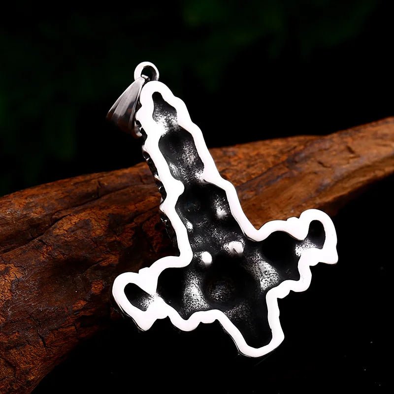 Catacomb Skulls Inverted Cross Pendant – 316L Stainless Steel Gothic Jewelry by Chrome Cult