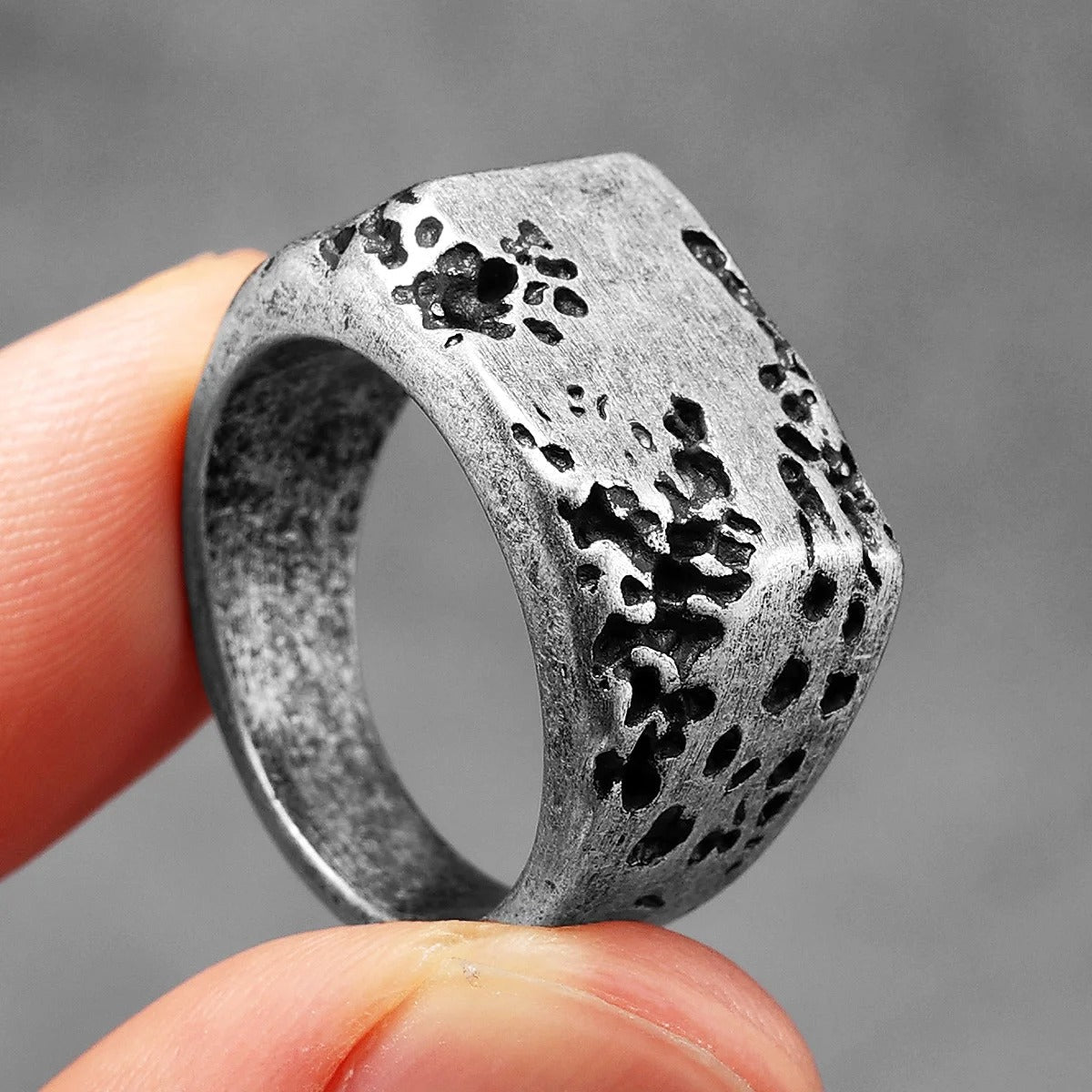 Corrosion Ring – Stainless Steel Gothic Punk Biker Alternative Jewelry by Chrome Cult
