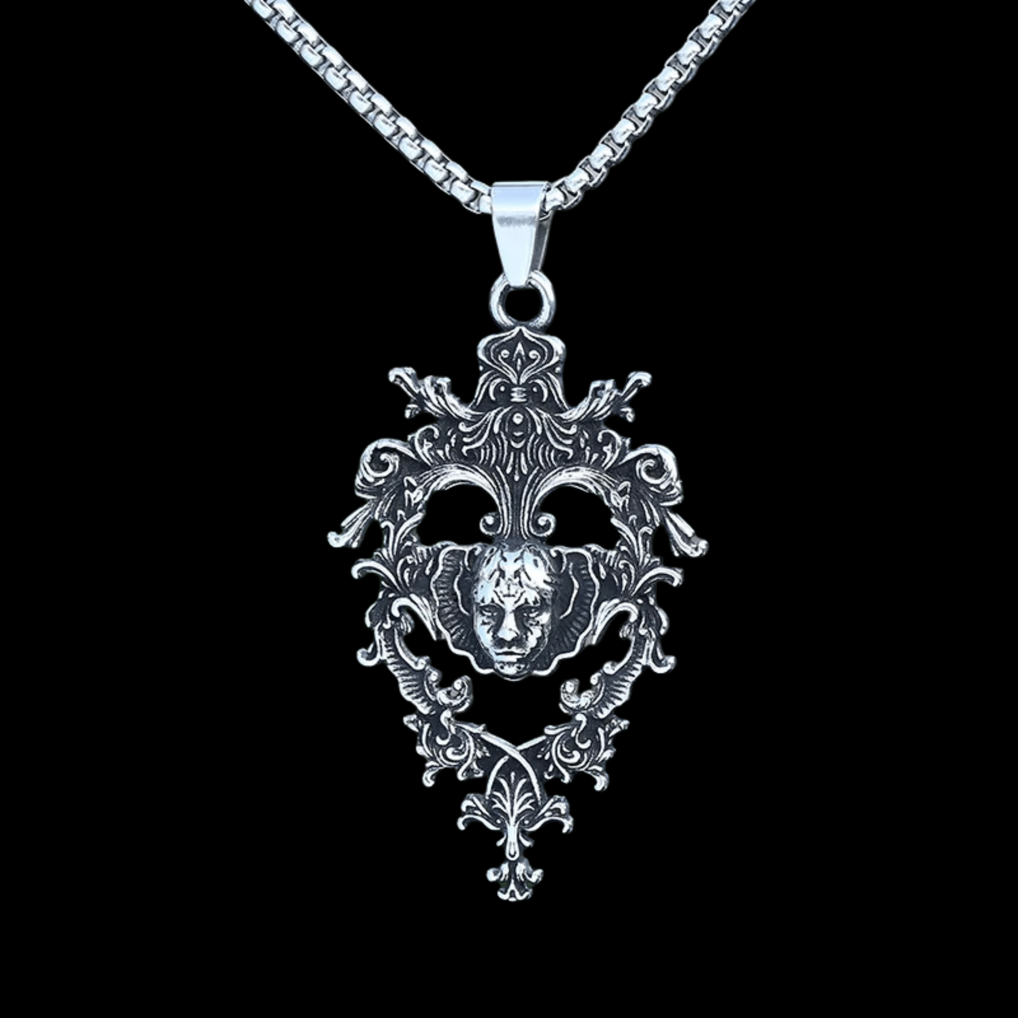 Court of the Hollow Jester Pendant – 316L Stainless Steel Gothic Jewelry by Chrome Cult