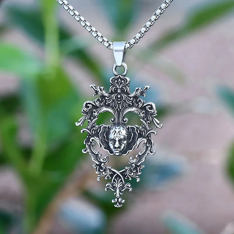Court of the Hollow Jester Pendant – 316L Stainless Steel Gothic Jewelry by Chrome Cult