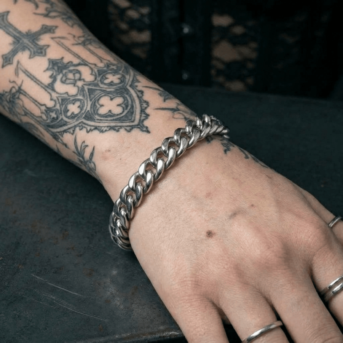 Cuban Link Bracelet – Stainless Steel Gothic Punk Biker Alternative Jewelry by Chrome Cult