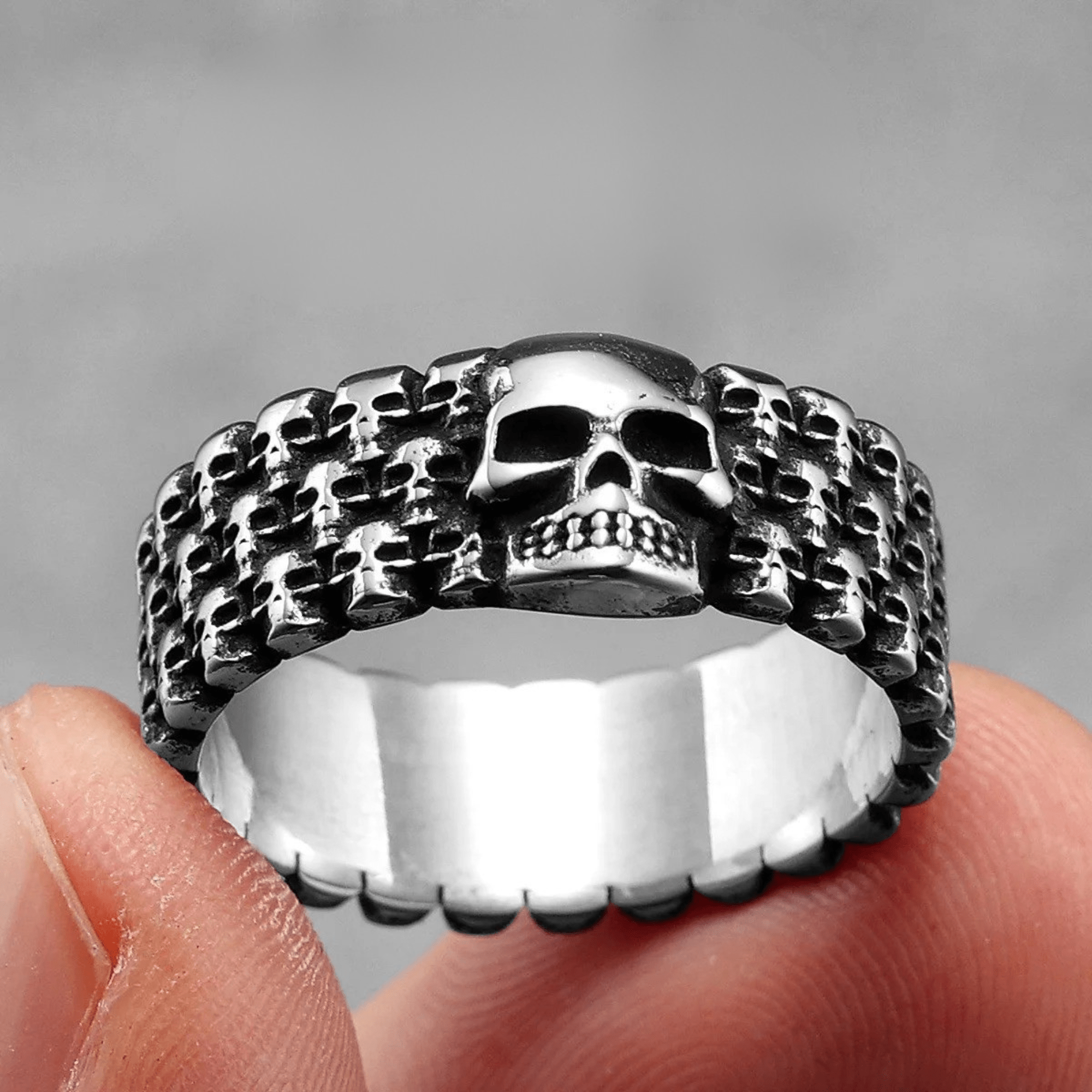 Cult of Skulls Ring – 316L Stainless Steel Gothic Jewelry by Chrome Cult