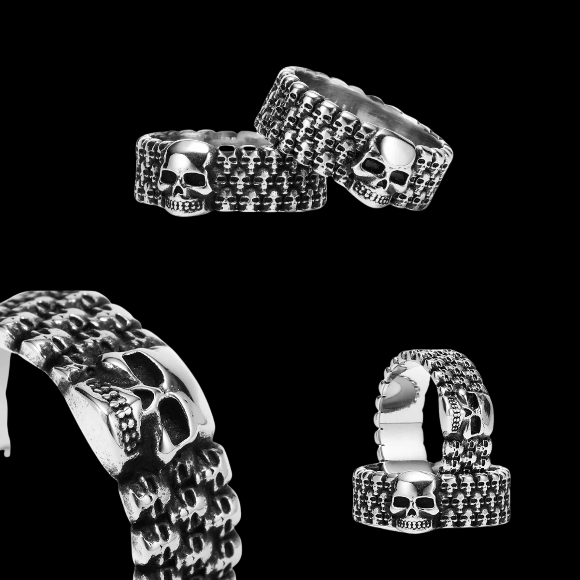 Cult of Skulls Ring – 316L Stainless Steel Gothic Jewelry by Chrome Cult