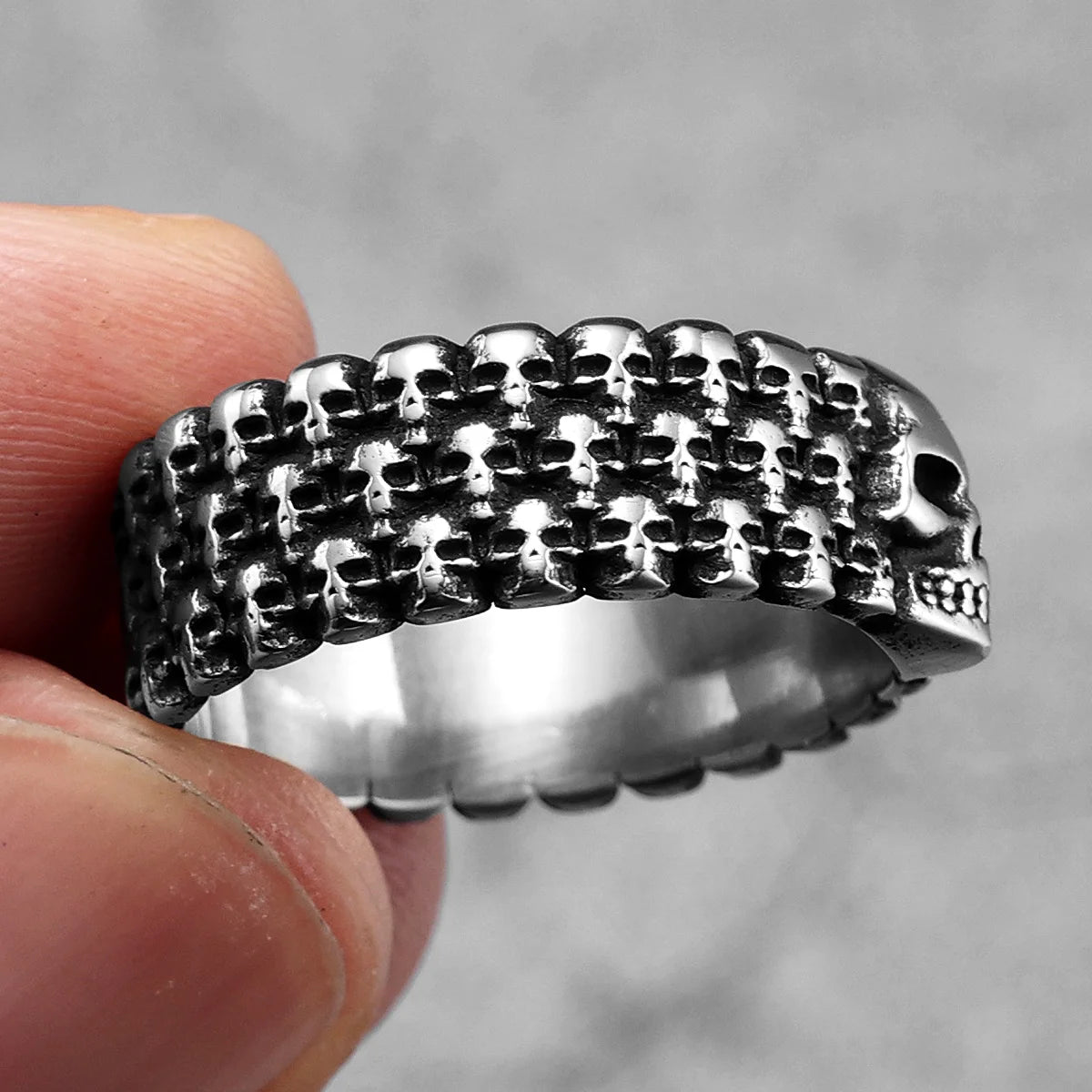 Cult of Skulls Ring – 316L Stainless Steel Gothic Jewelry by Chrome Cult