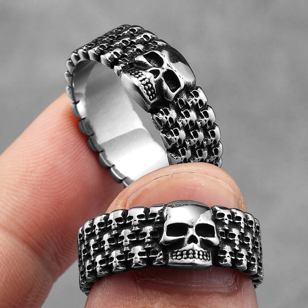 Cult of Skulls Ring – 316L Stainless Steel Gothic Jewelry by Chrome Cult