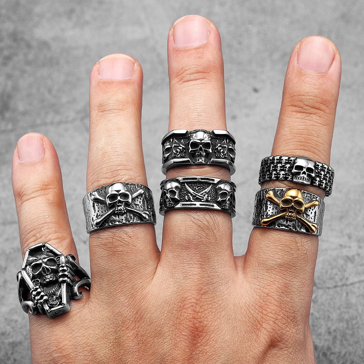 Cult of Skulls Ring – 316L Stainless Steel Gothic Jewelry by Chrome Cult