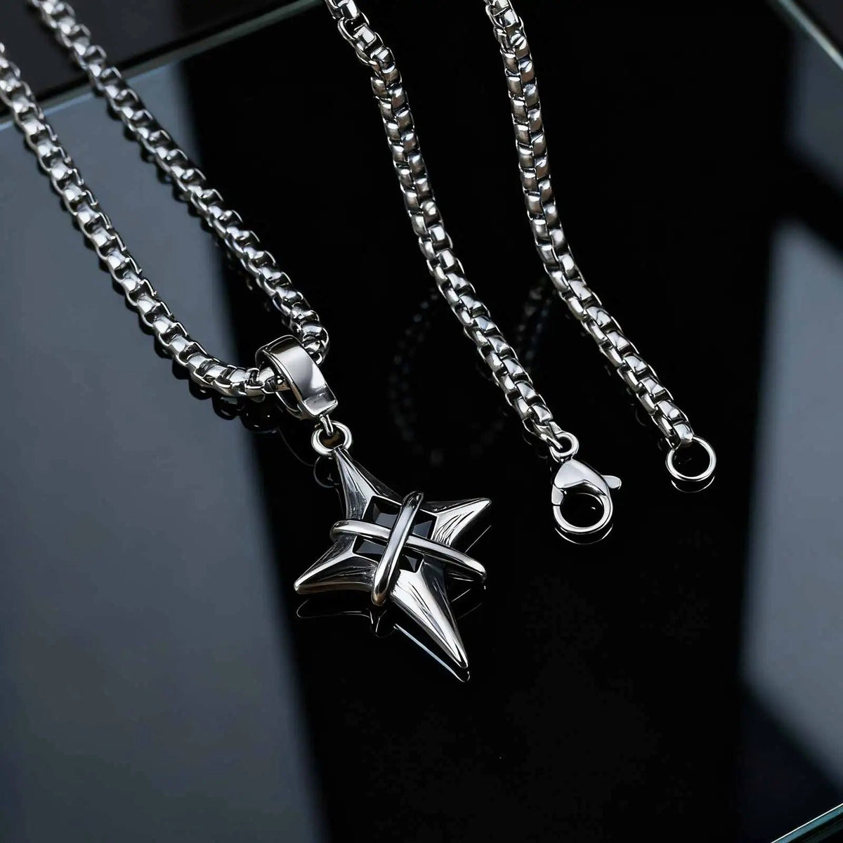 Dark Star Pendant – Stainless Steel Gothic Punk Biker Alternative Jewelry by Chrome Cult