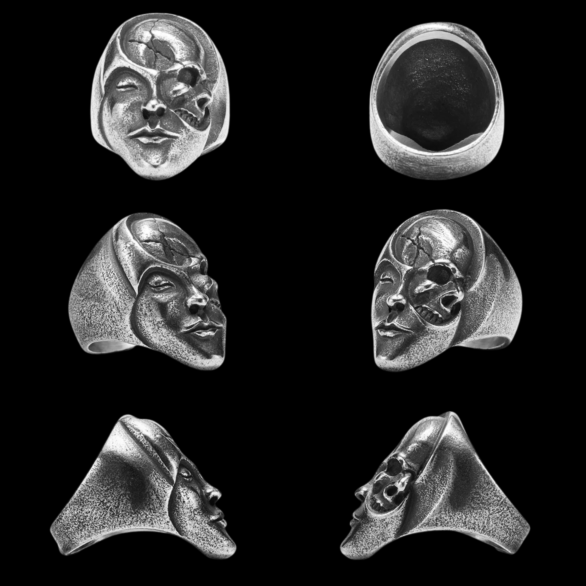 Duality Skull Ring – 316L Stainless Steel Gothic Jewelry by Chrome Cult