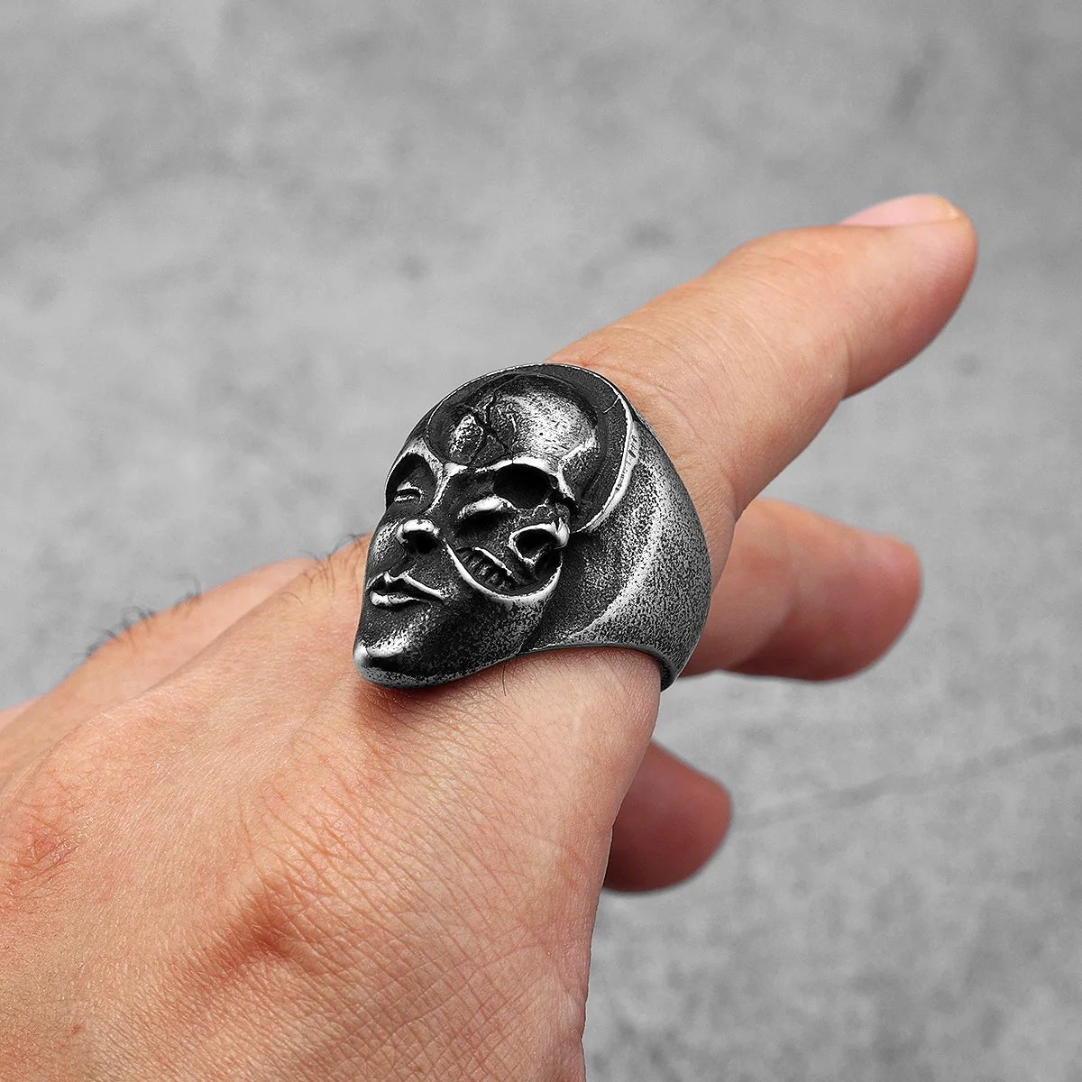 Duality Skull Ring – 316L Stainless Steel Gothic Jewelry by Chrome Cult