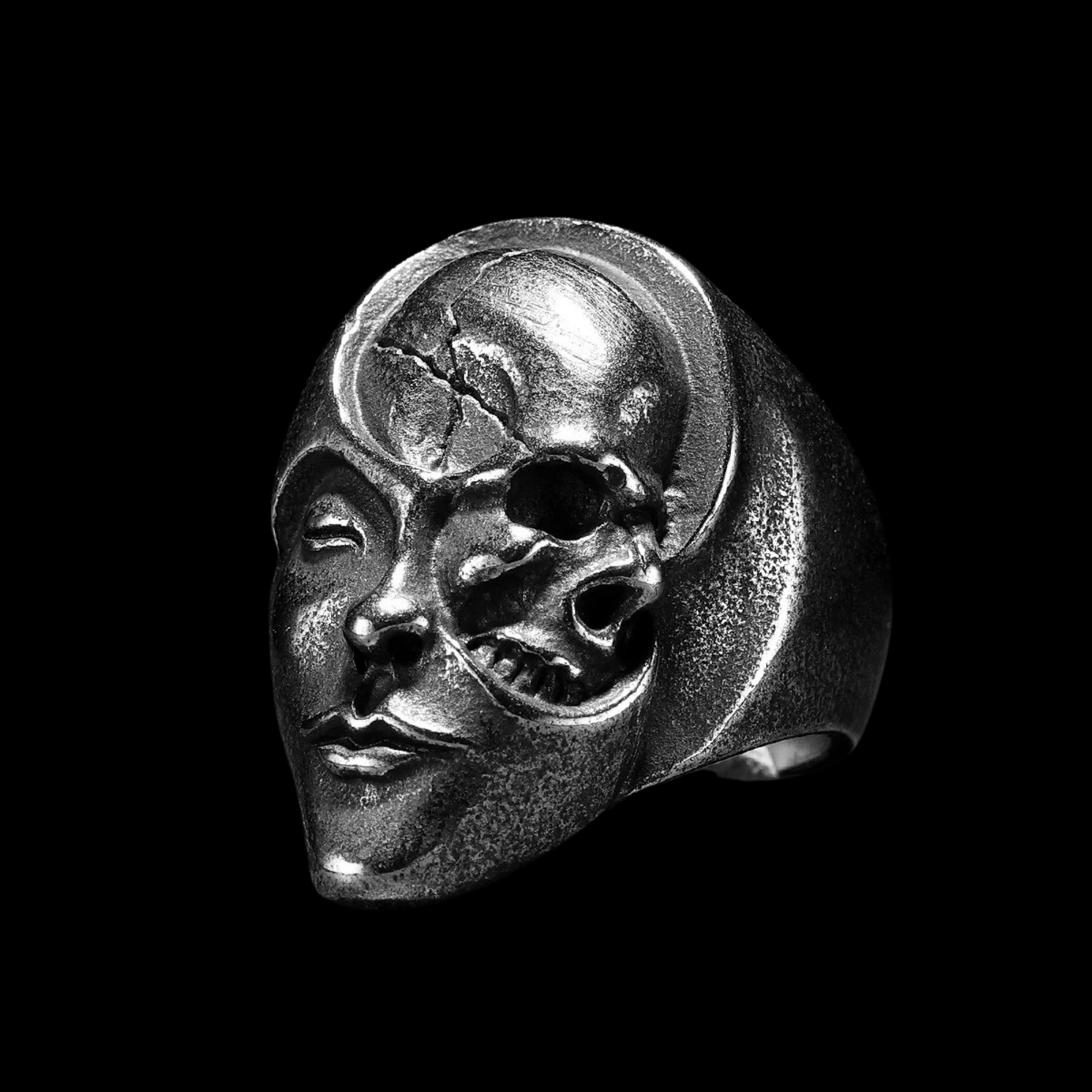Duality Skull Ring – 316L Stainless Steel Gothic Jewelry by Chrome Cult