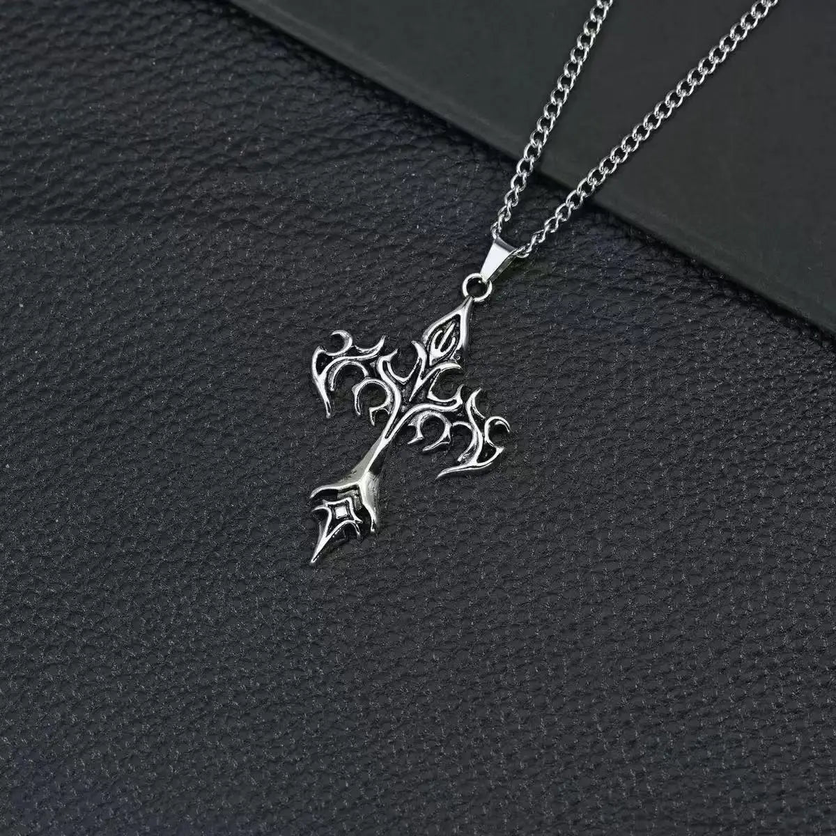 Eternal Flame Cross Pendant - Chrome Cult