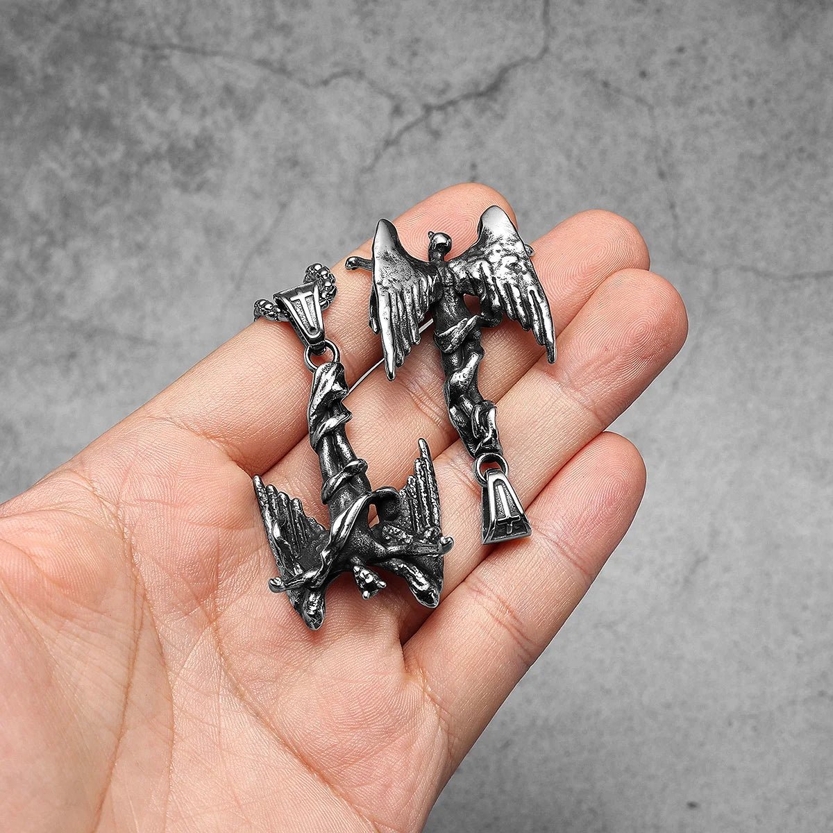 Fallen Angel Pendant – 316L Stainless Steel Gothic Jewelry by Chrome Cult