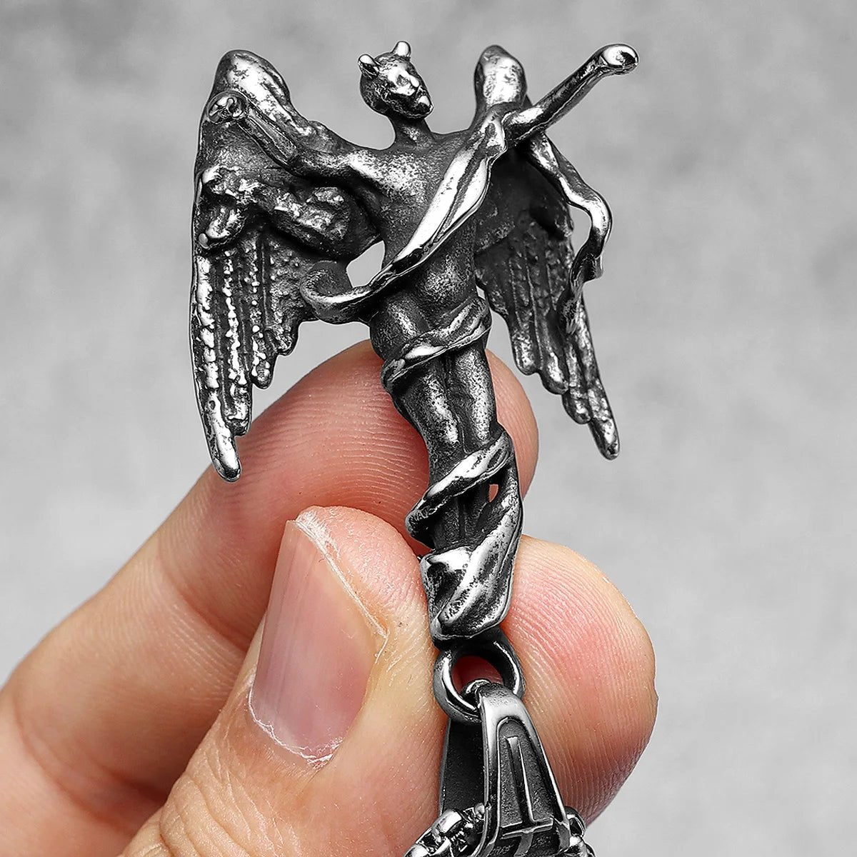 Fallen Angel Pendant – 316L Stainless Steel Gothic Jewelry by Chrome Cult
