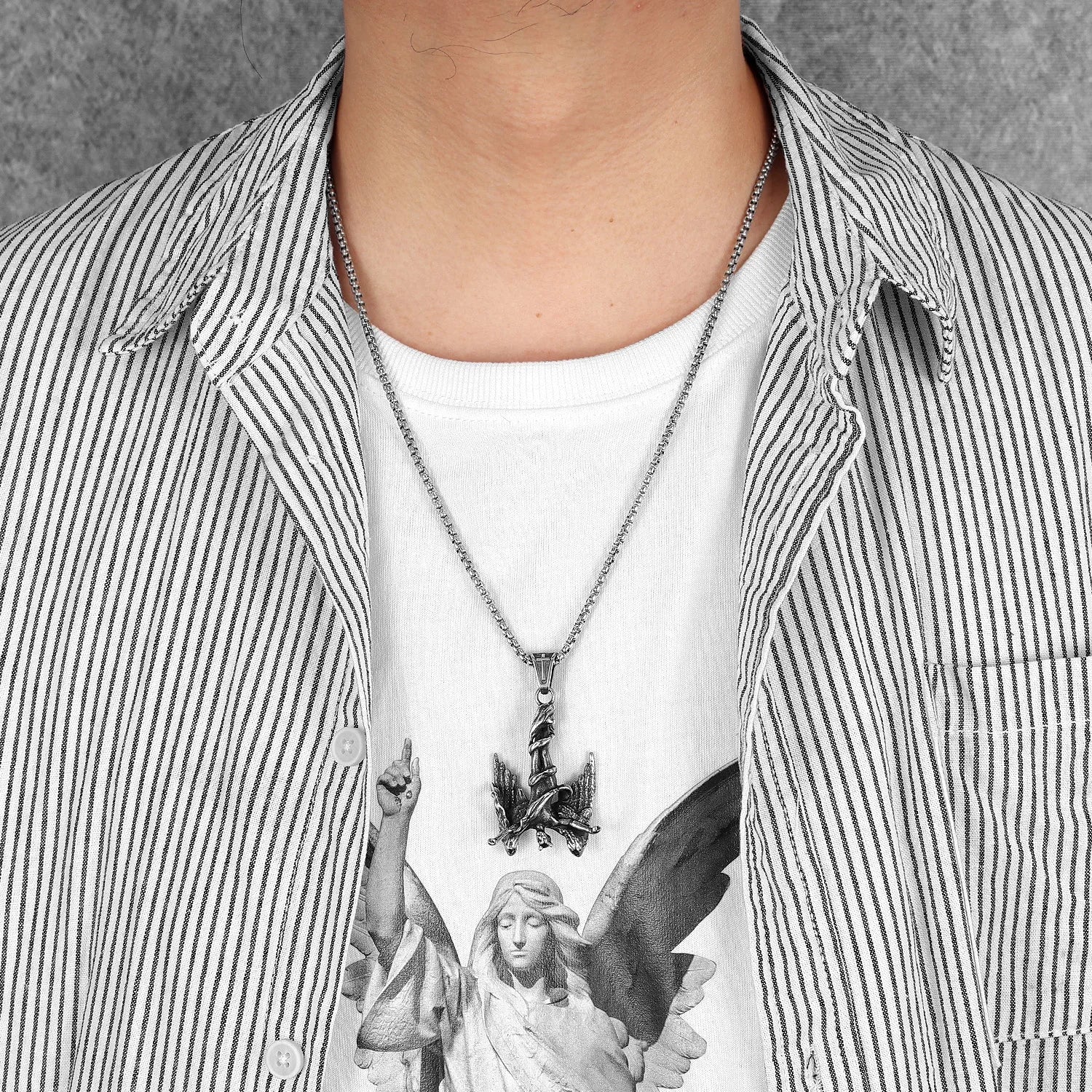 Fallen Angel Pendant – 316L Stainless Steel Gothic Jewelry by Chrome Cult