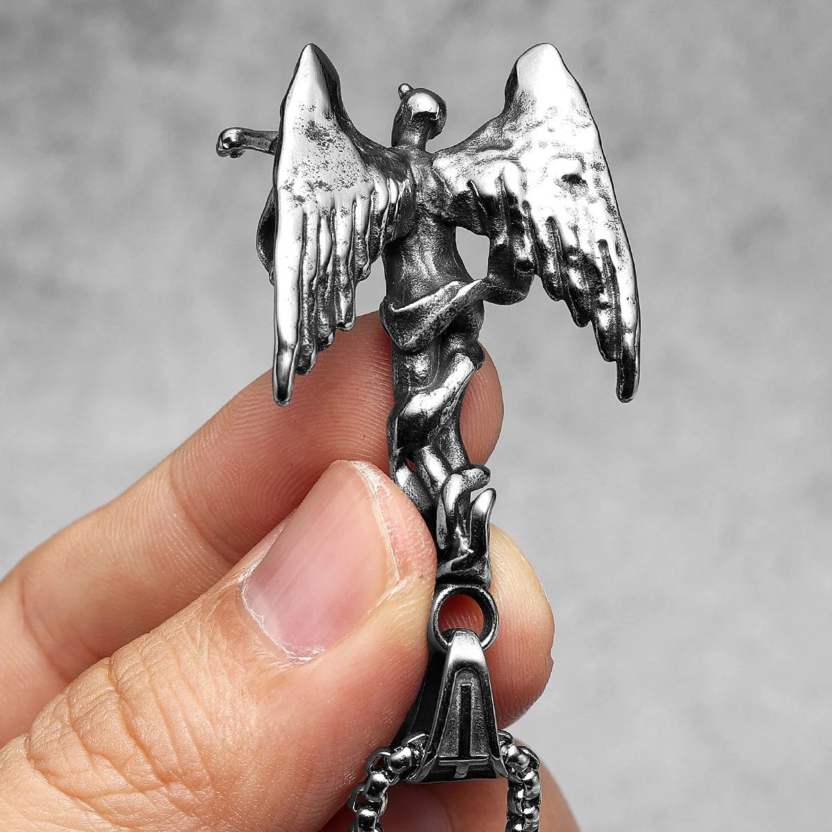 Fallen Angel Pendant – 316L Stainless Steel Gothic Jewelry by Chrome Cult