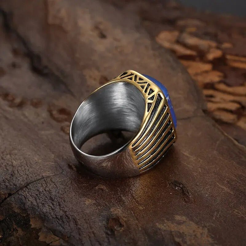 Flash Stone Ring – Stainless Steel Gothic Punk Biker Alternative Jewelry by Chrome Cult