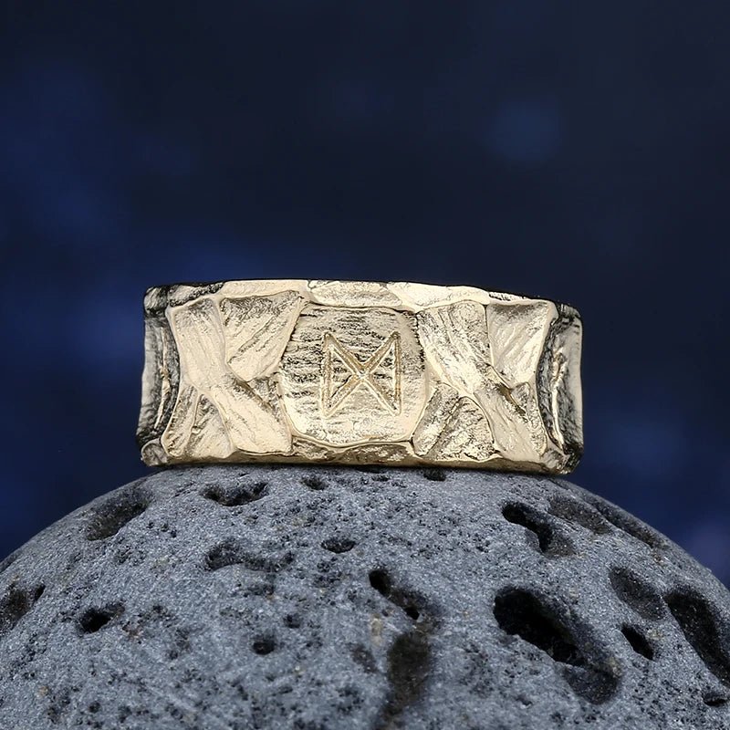 Golden Runebound Oath Band – 316L Stainless Steel Gothic Jewelry by Chrome Cult