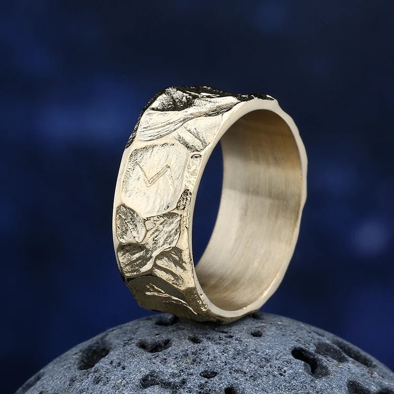 Golden Runebound Oath Band – 316L Stainless Steel Gothic Jewelry by Chrome Cult