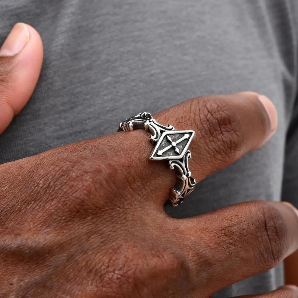 Gothic Cathedral Cross Ring – Stainless Steel Gothic Punk Biker Alternative Jewelry by Chrome Cult