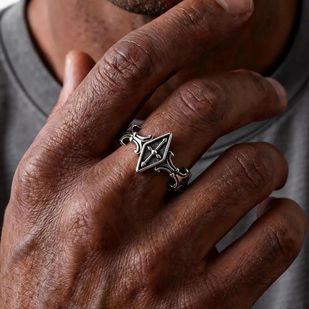 Gothic Cathedral Cross Ring – Stainless Steel Gothic Punk Biker Alternative Jewelry by Chrome Cult
